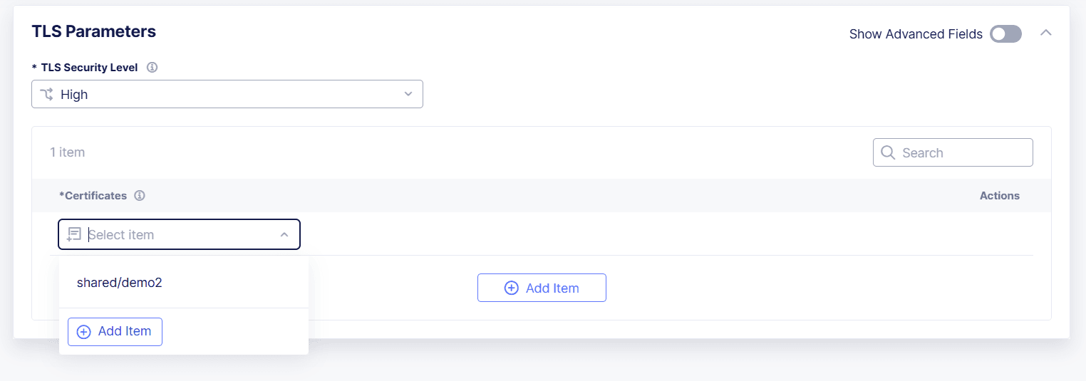 Figure: Add New TLS Certificate