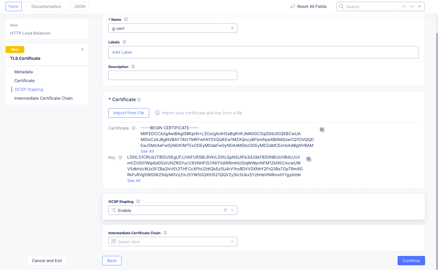 Figure: TLS Certificate Added