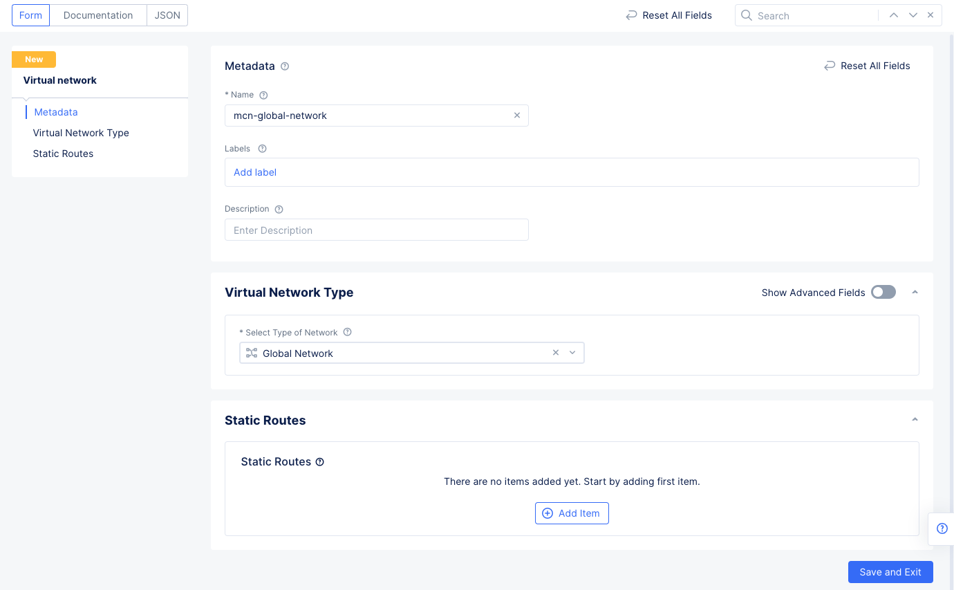 Figure: Setup Global Network