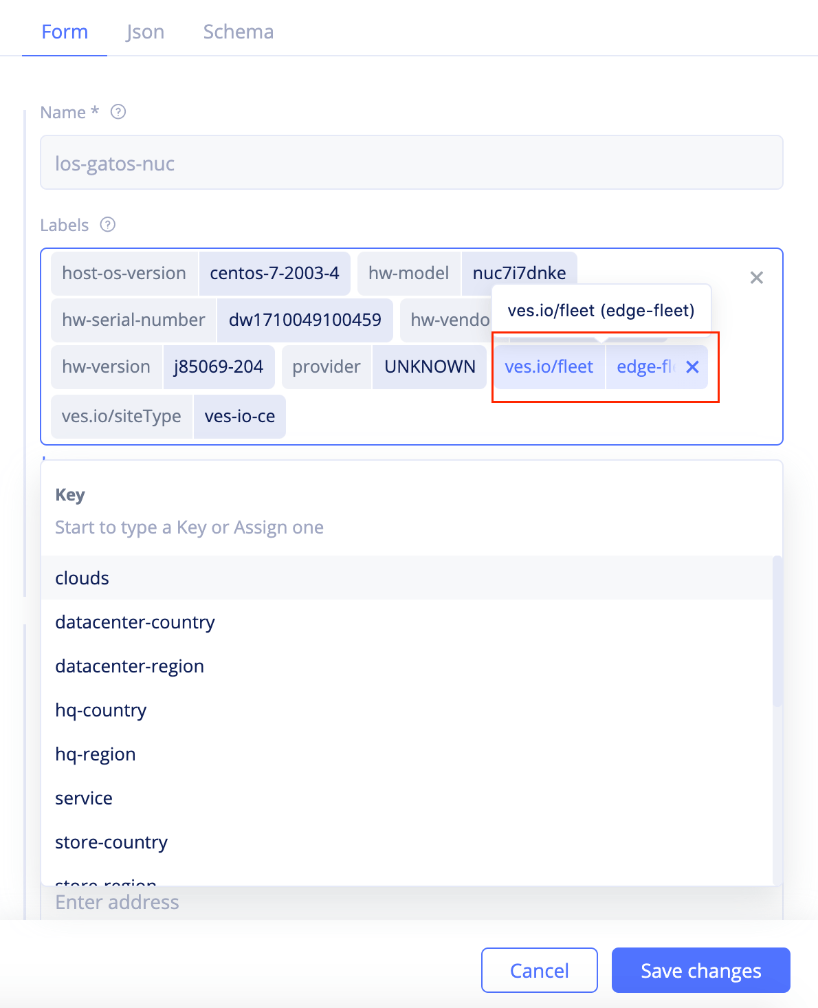 Figure: Add Fleet Label to Site