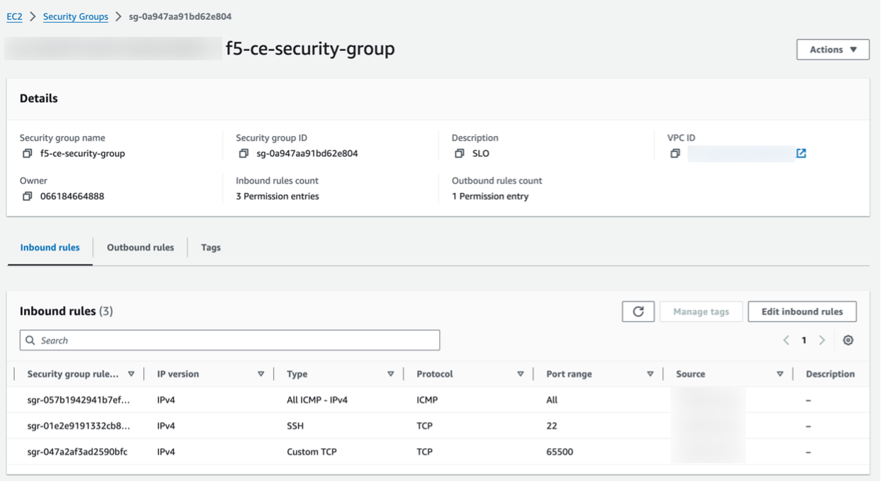 Figure: Verify Security Group Rules
