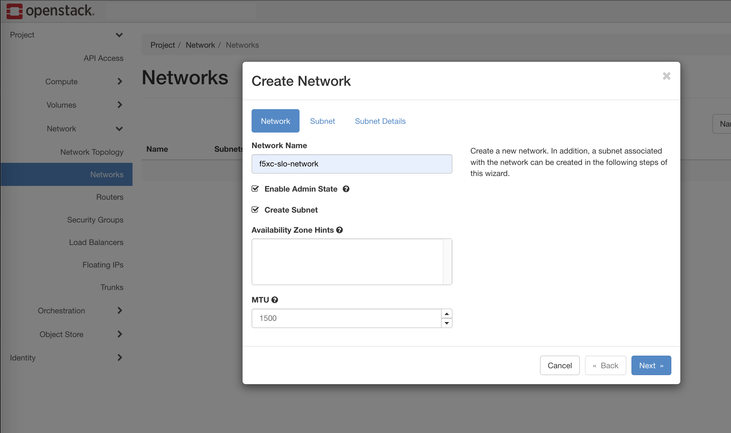Figure: Create Network
