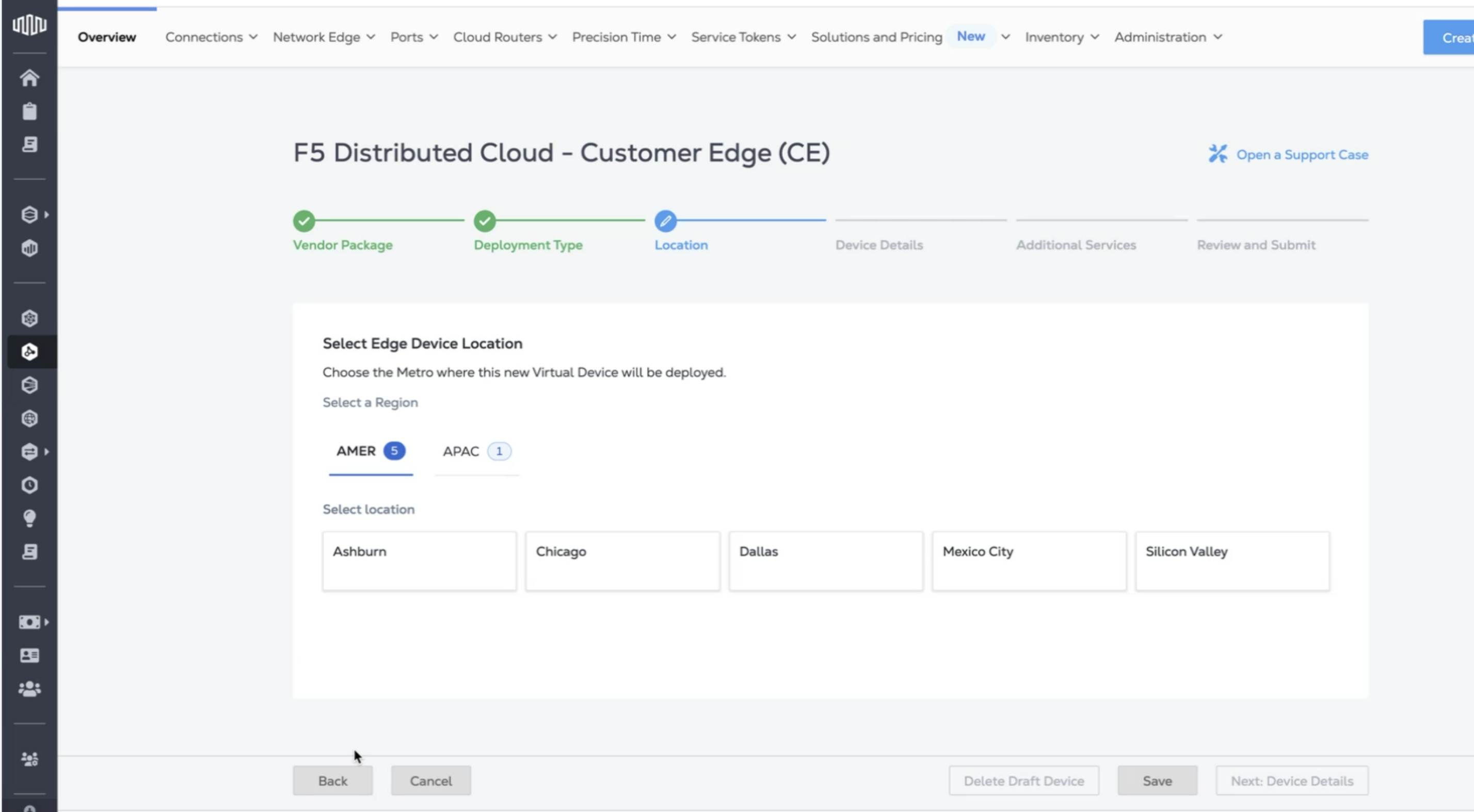 Figure: Select Location for Device