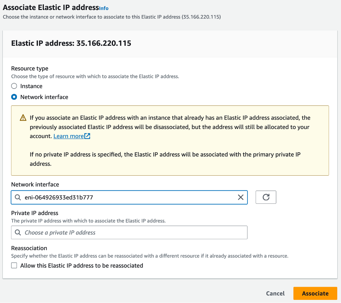 Figure: Associate IP Address to Interface