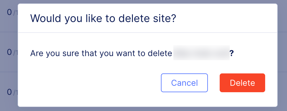 Figure: Confirm Delete Site