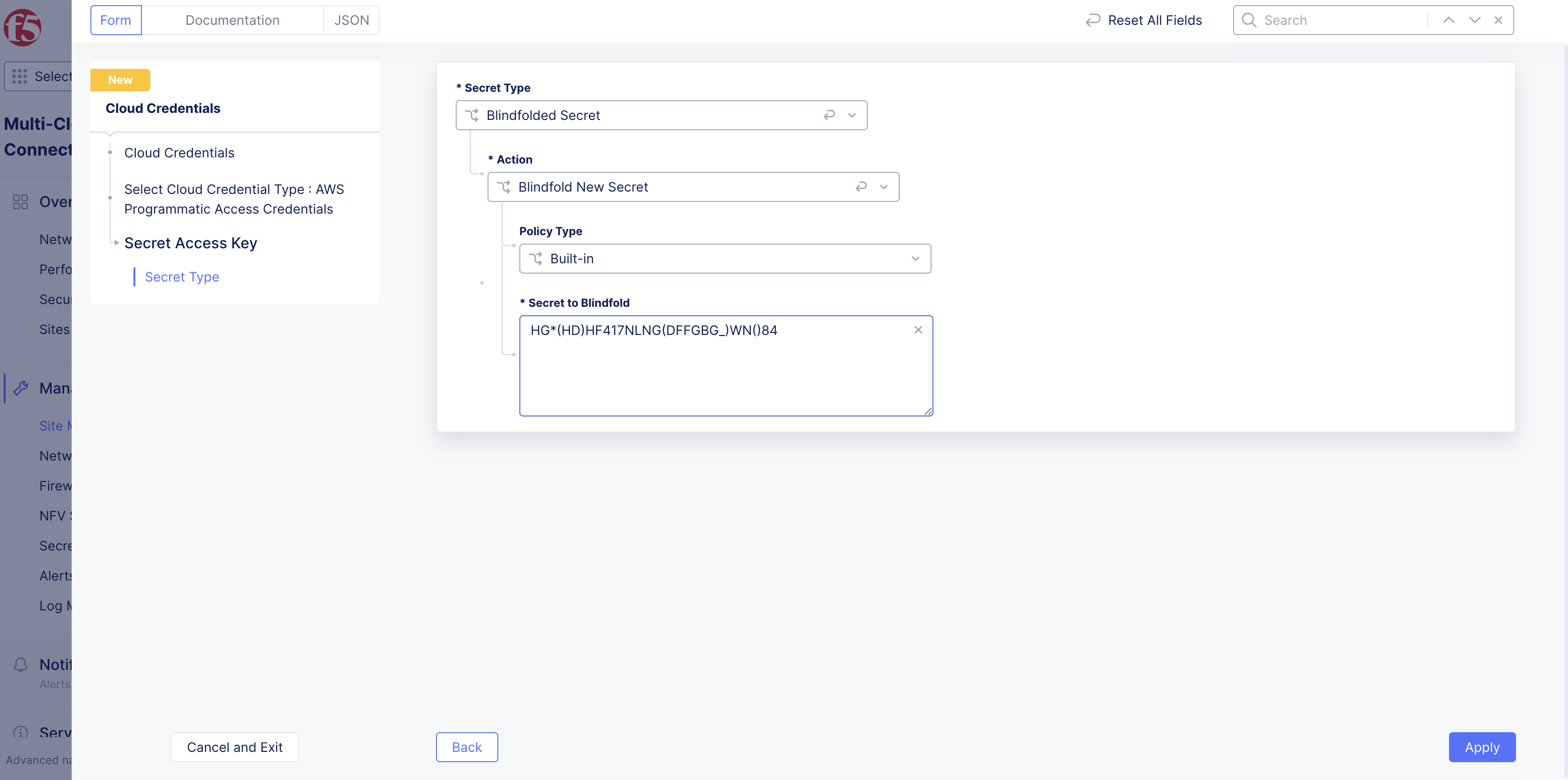 Figure: Secret Access Key Entry