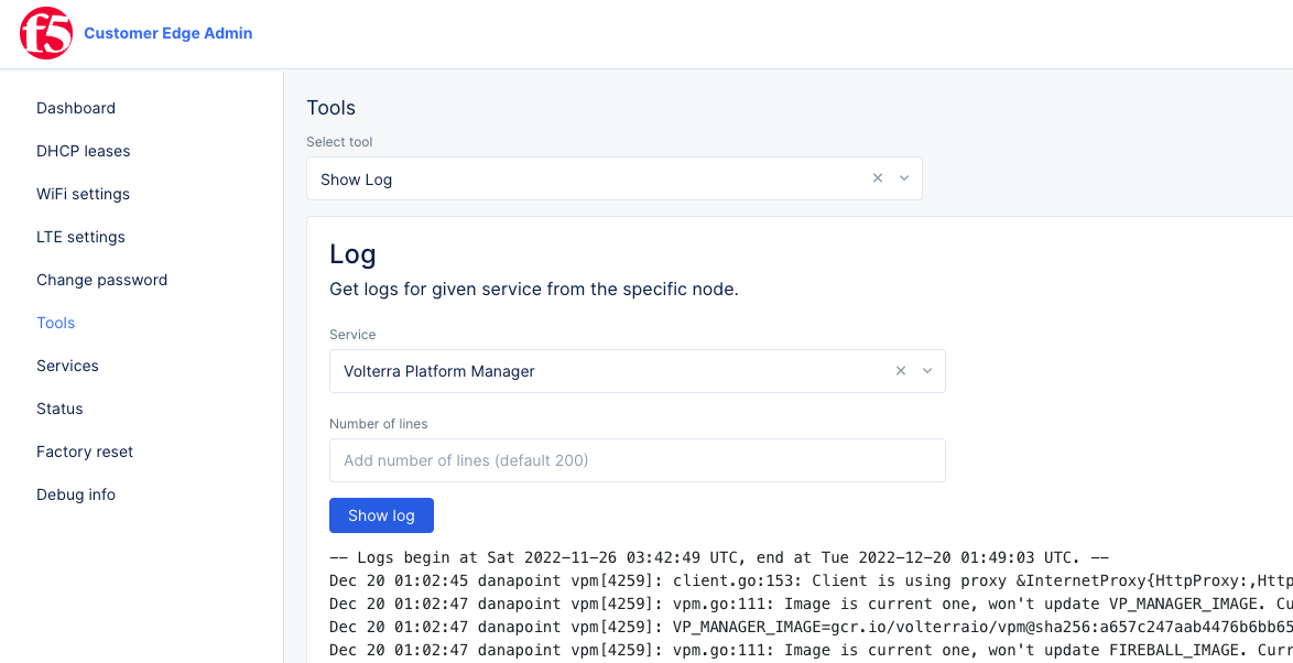 Figure: CLI Command Show Log