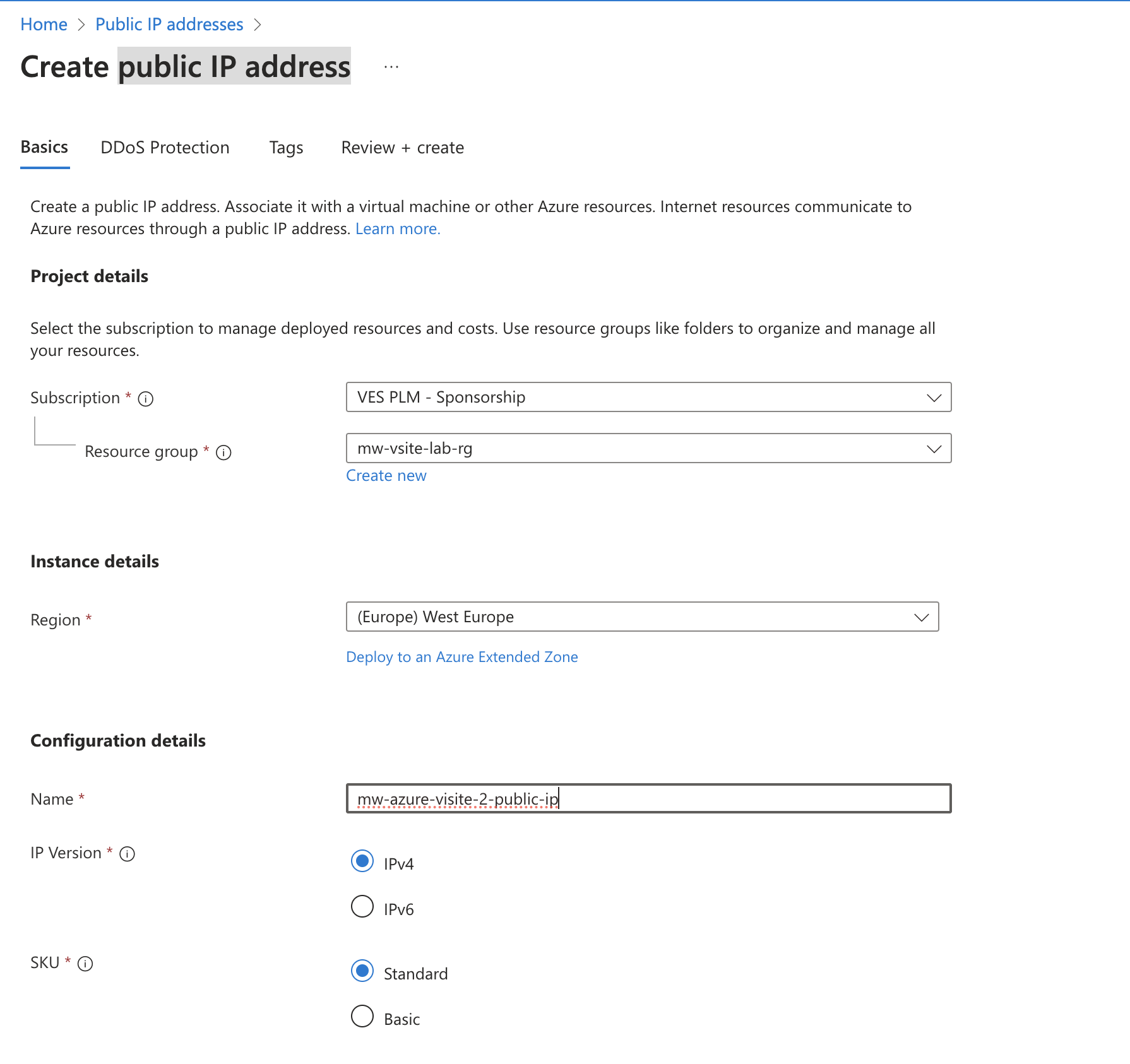 Figure: Create Public IP Address