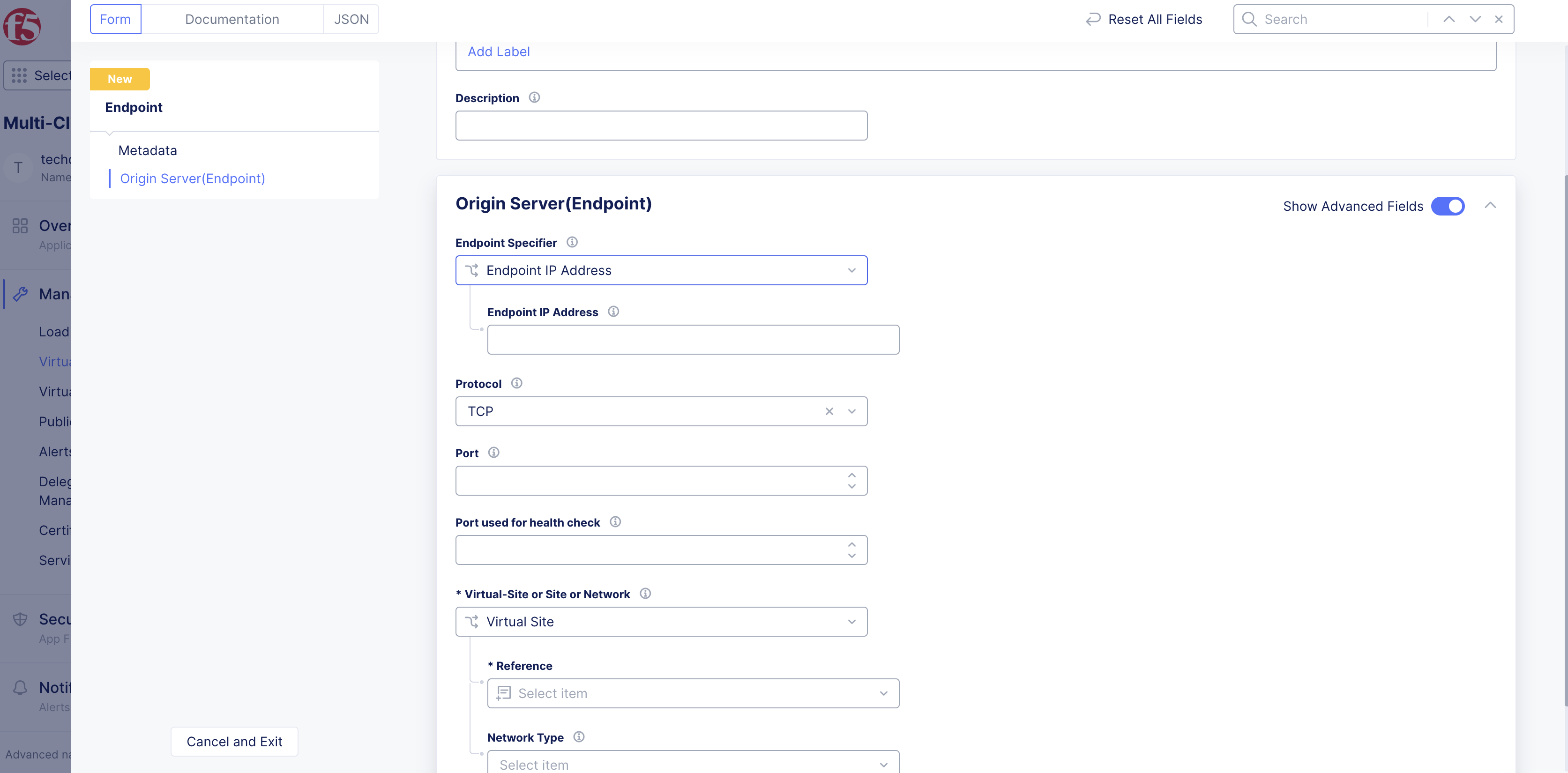 Figure: Endpoint Specifier Options