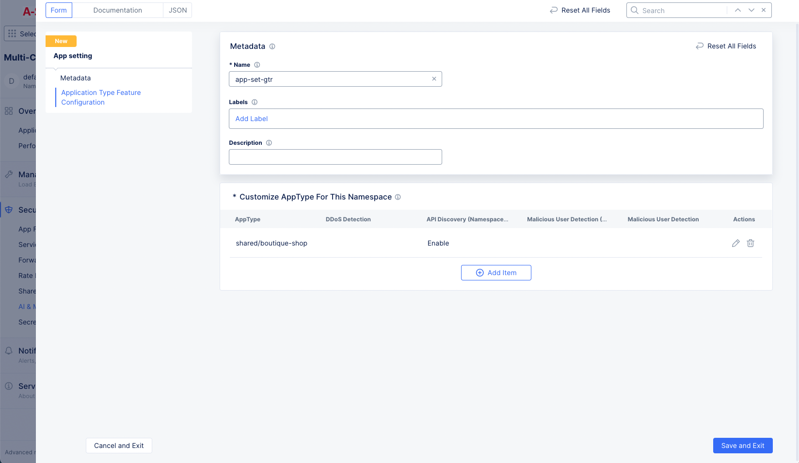 Figure: App Settings Object Creation