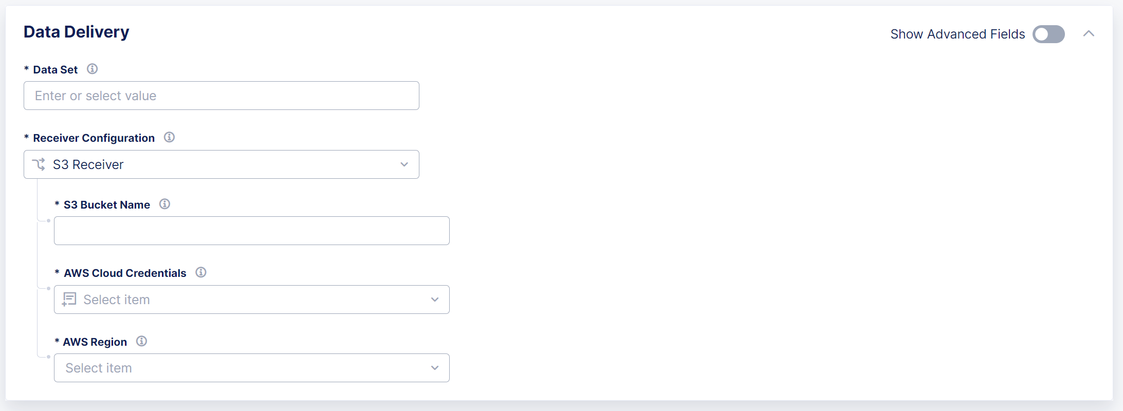 Figure: Configure an AWS S3 Receiver