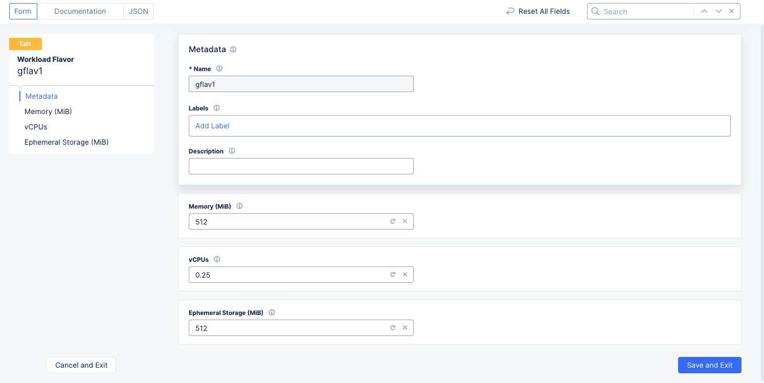 Figure: Default Workload Flavor Configuration