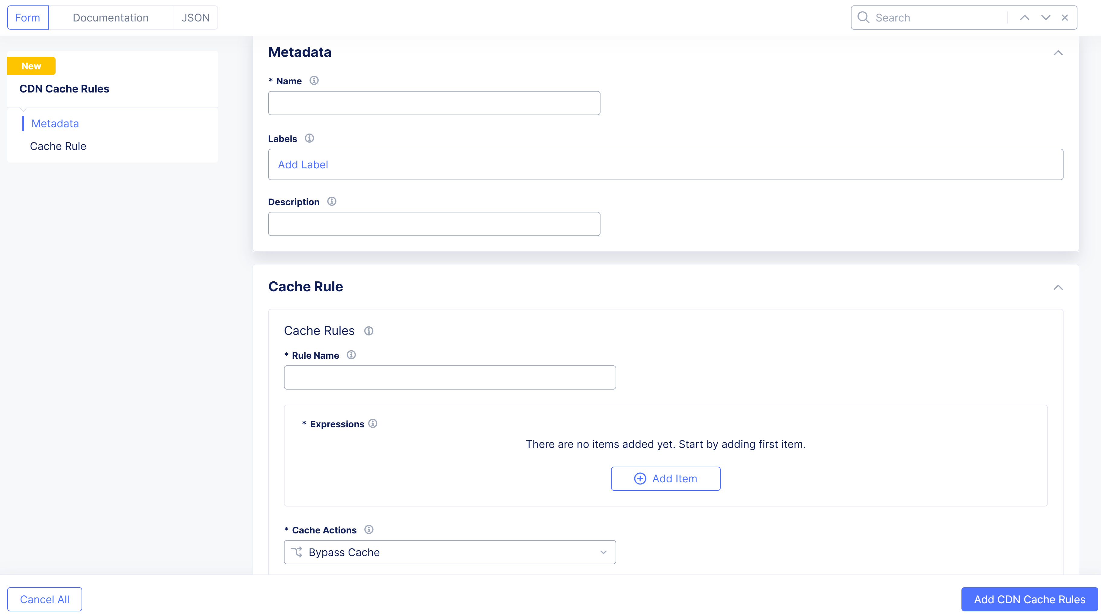 Figure: Add CDN Cache Rule