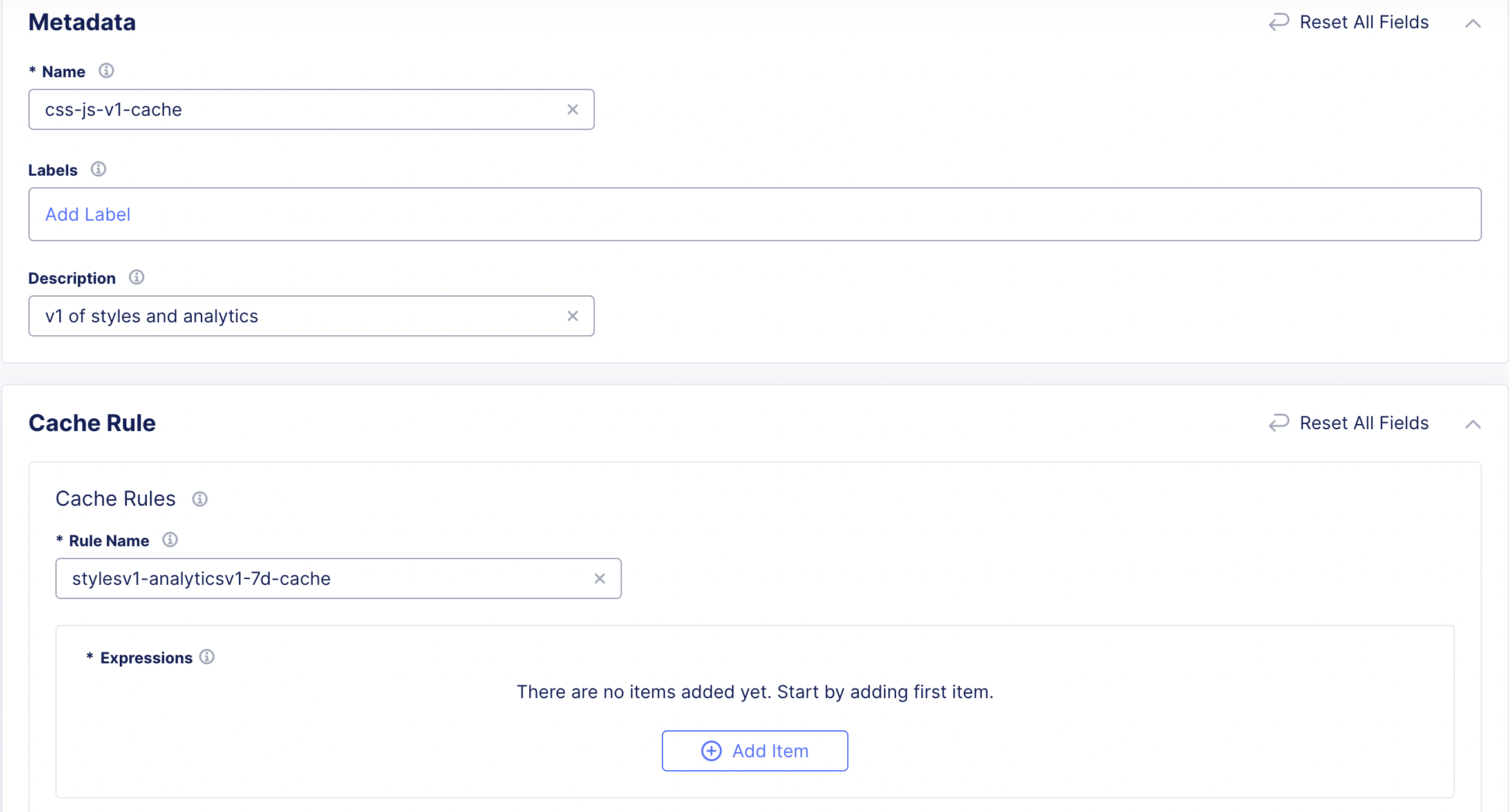 Figure: Create CDN Cache Rule