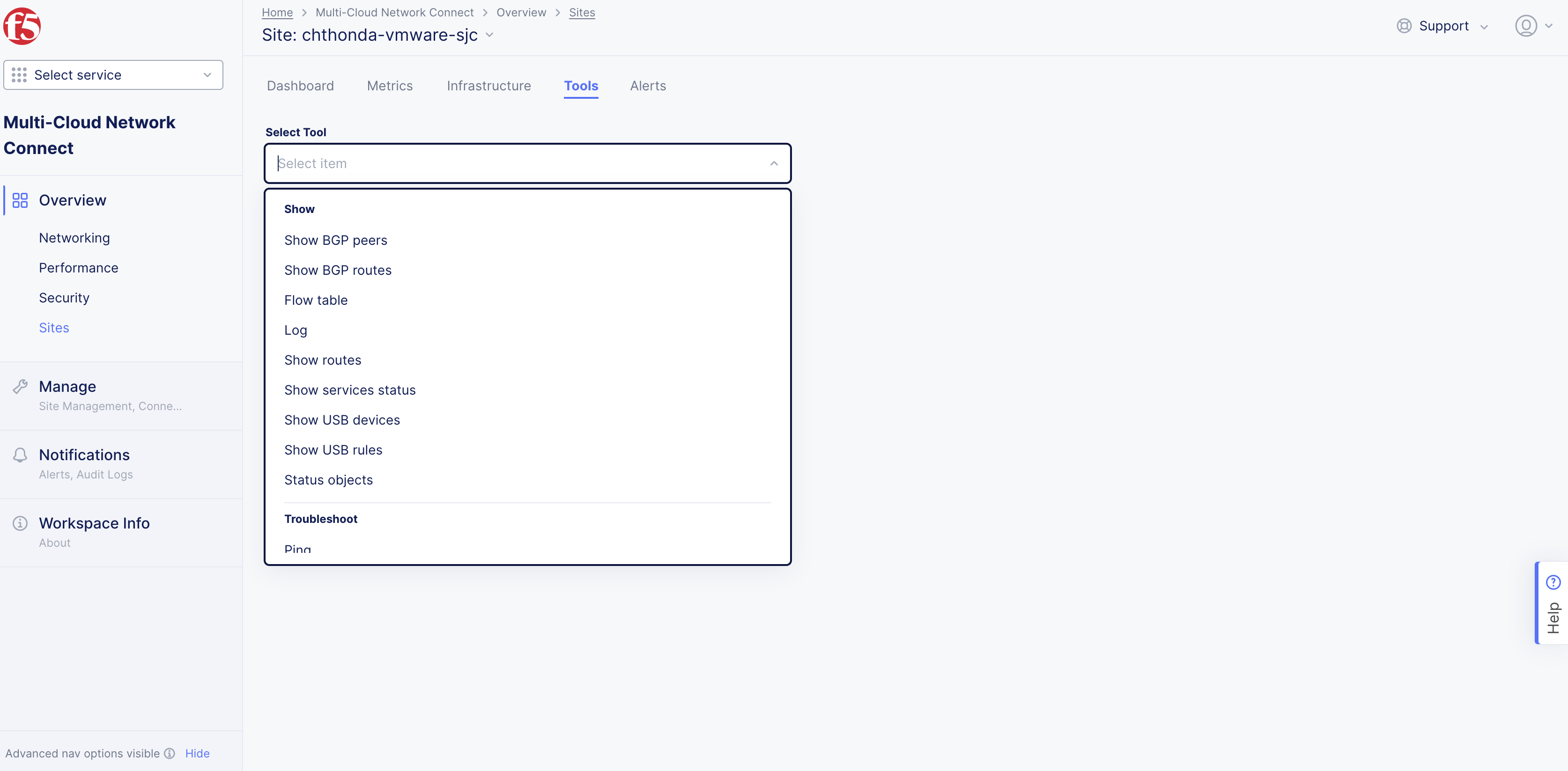 Figure: Site Troubleshooting Tools